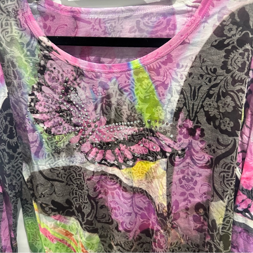 Abstract Mesh Long Sleeve Top - Picture 5 of 12